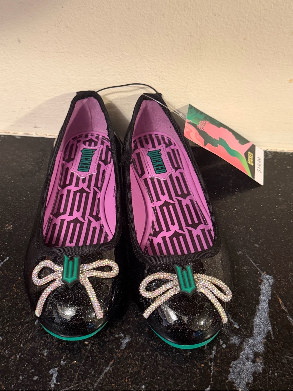 Wicked Black Ballet Flats Girls Sz 13 New with tags